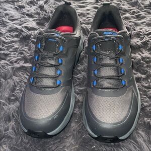 Skechers Men's Charcoal Gray and Blue Composite Toe Work Slip In Shoes Size 11